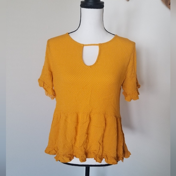 🎈 Hopely Polkadots Peplum Ruffle Shirt - Picture 1 of 4